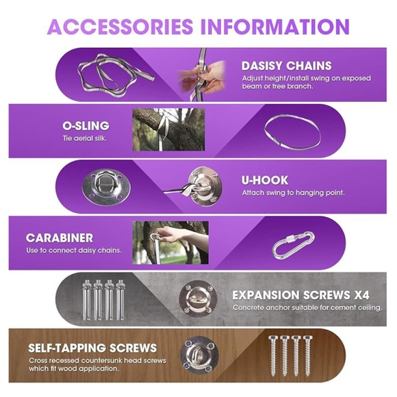 NIB•Sensory Swing by Maxfitone, purple color, one size, holds up to 220lbs - Picture 9 of 10